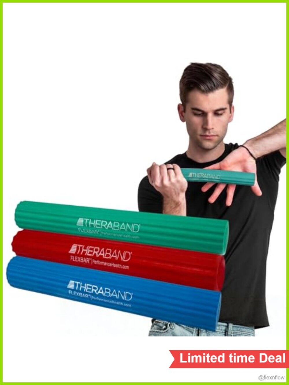 TheraBand FlexBar Resistance Bar Set for Tennis Elbow, Grip Strength,